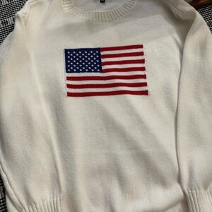 Harper Ivory Crewneck Sweater with American Flag